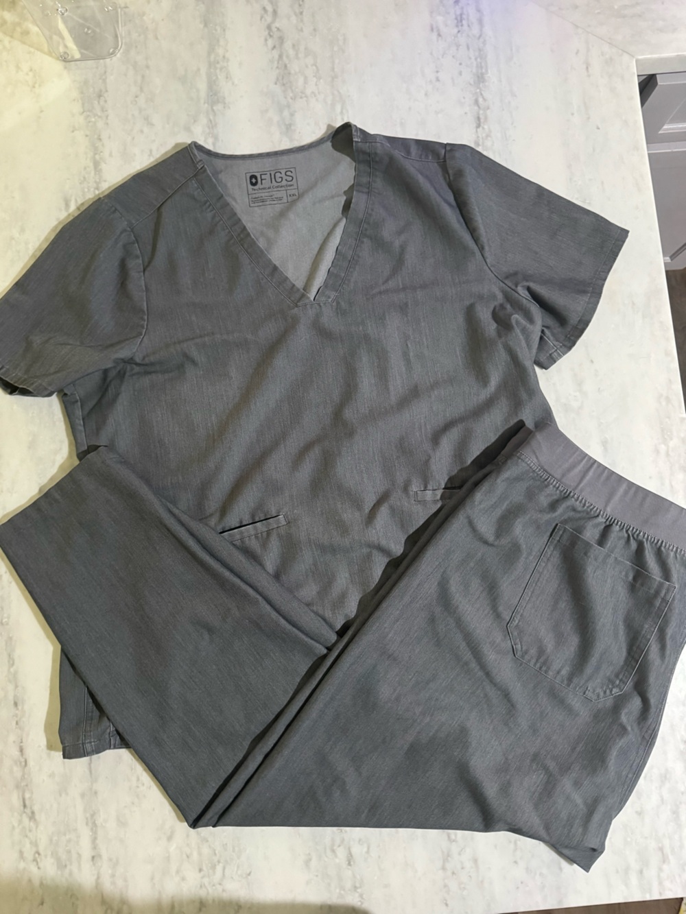 Figs Casma Scrub Top and Livingston Scrub set in graphite